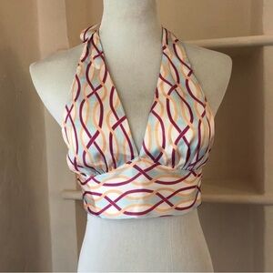 Cotton Candy Pink and Orange Geometric Halter Top